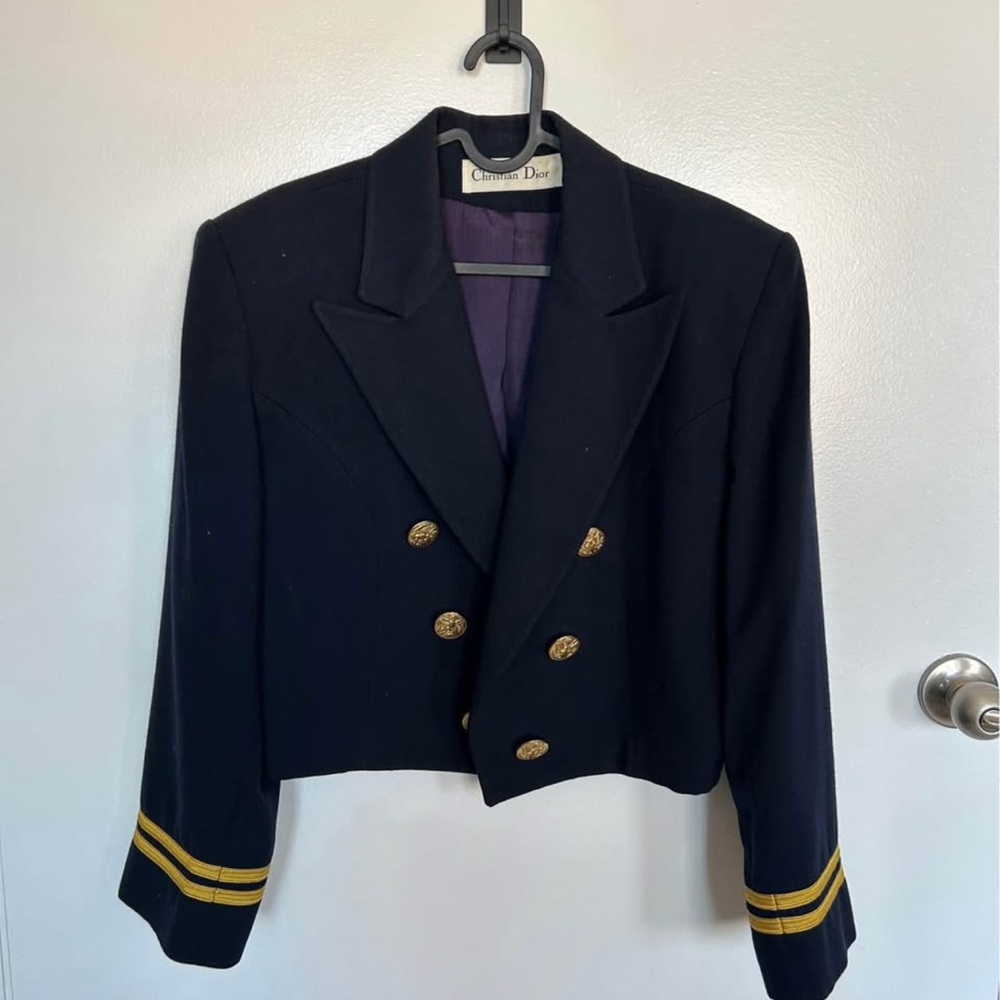 Dior Women's Navy Jacket with Gold Buttons